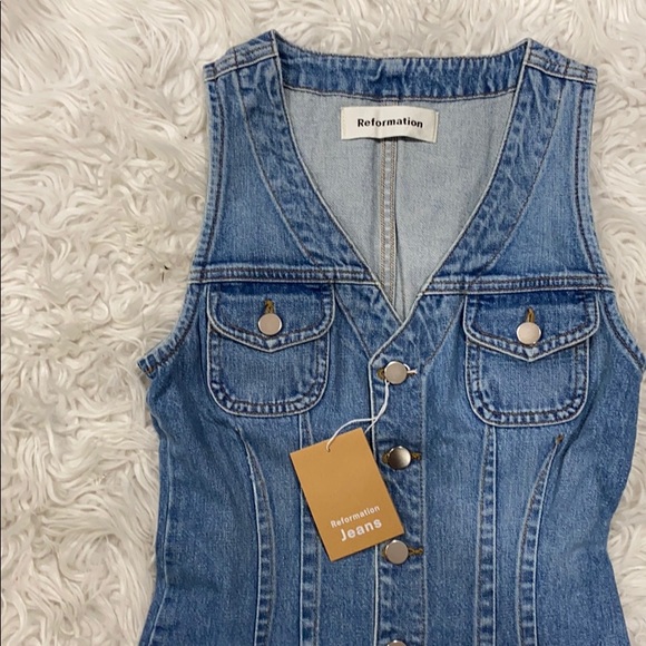 NEW • Reformation • Colby Denim Jean Mini Dress 2 - Picture 7 of 7